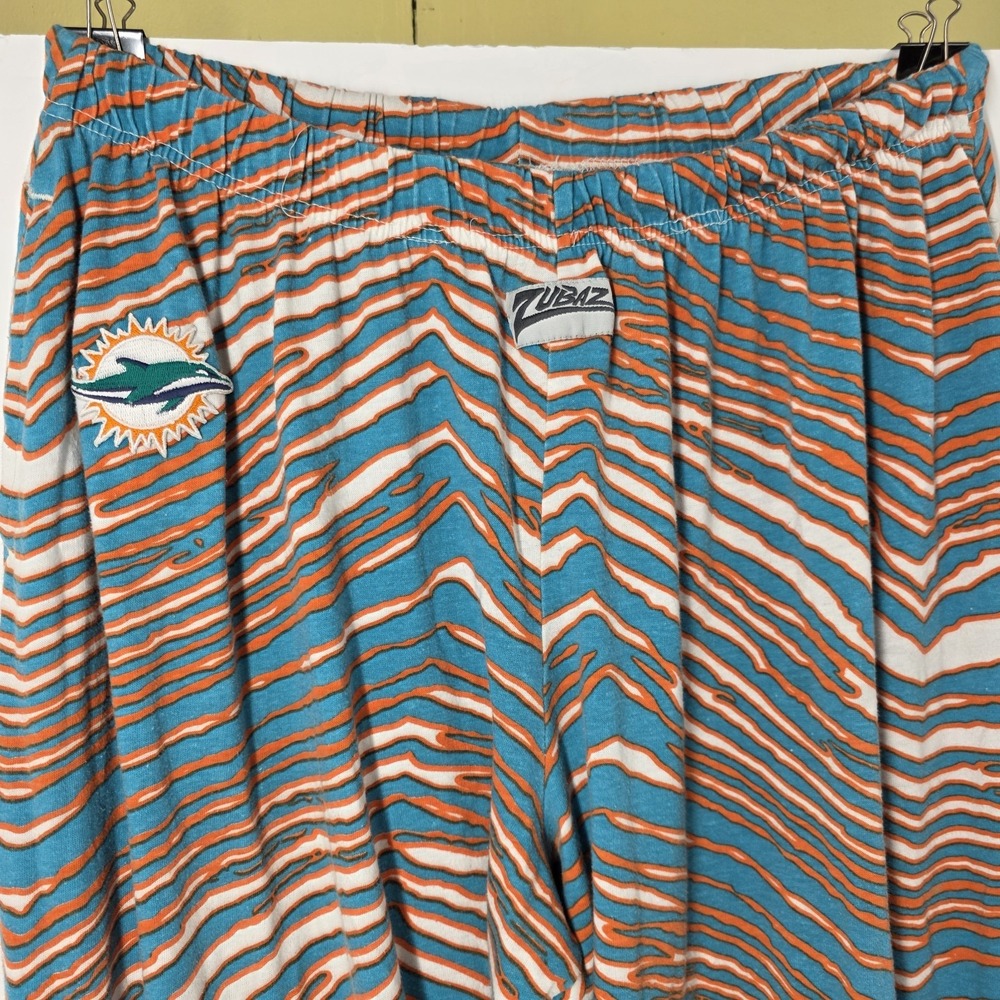 Vintage Miami Dolphins Zubaz Men's XL Pants NFL Zebra Stripes Drawstring USA - Picture 2 of 13